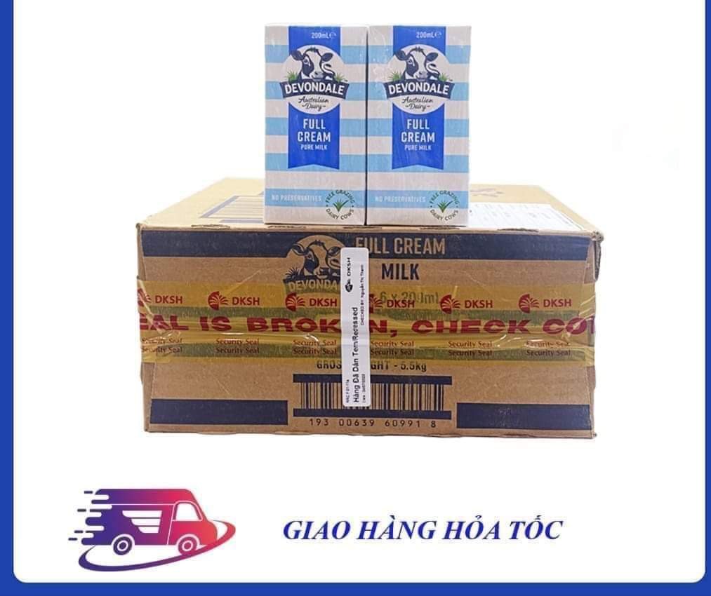 Thùng 24 hộp Sữa tươi Devondale full Cream (nguyên kem) - hộp 200ml